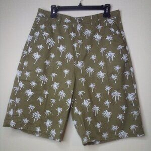 Brooklyn Express Shorts Men 34 Palm Trees Brown White
